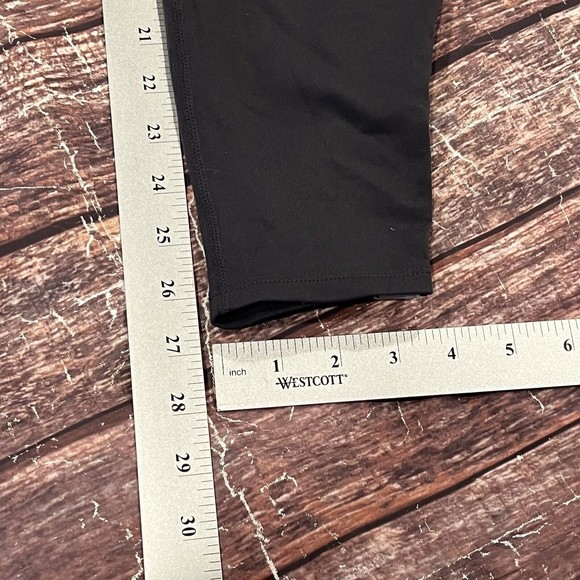 Athleta Women Black Tight White Side Stripe Ankle Zipper Workout Leggings Large - Picture 11 of 13